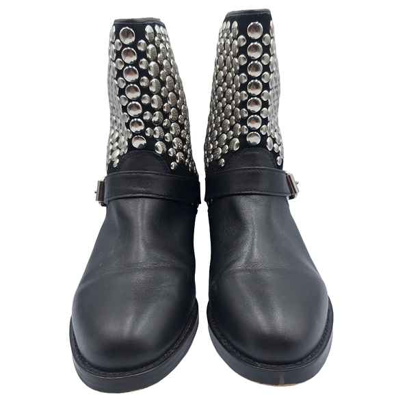 Rebecca Minkoff Saida Studded Leather Moto Boots - Picture 2 of 12